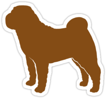 Chinese Shar Pei Silhouette Waterproof Die Cut Sticker - Cafepress Sharpeizblk Square Canvas Pillow (375x360)