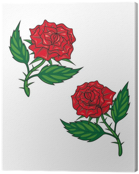 Cuadro En Lienzo Dos Rosas Rojas - Roses Rouges Dessin (400x400)