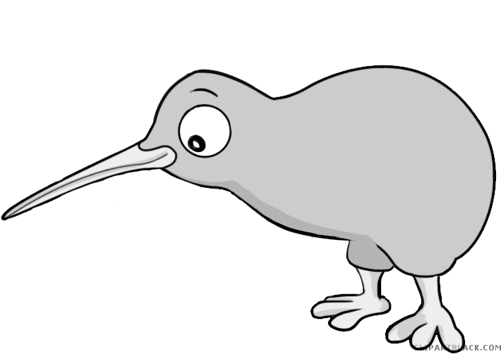 Kiwi Bird Animal Free Black White Clipart Images Clipartblack - Kiwi Bird Clipart (730x522)