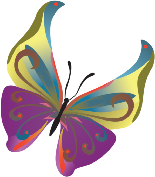 Бабочки На Прозрачном Фоне - Butterfly Vector (636x699)