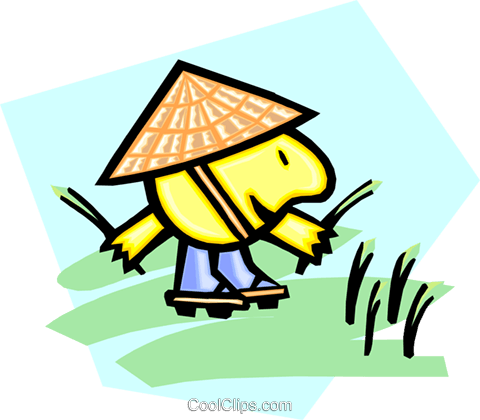 Chinese Rice Picker Royalty Free Vector Clip Art Illustration - Chinese Rice Picker (480x420)