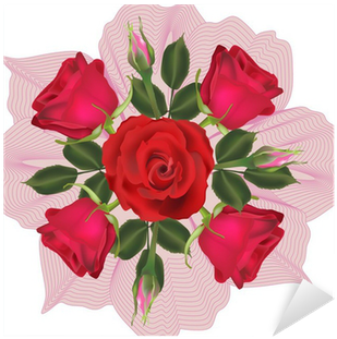Bunch Of Five Red Roses Isolated On White Sticker • - Five Red Roses (400x400)