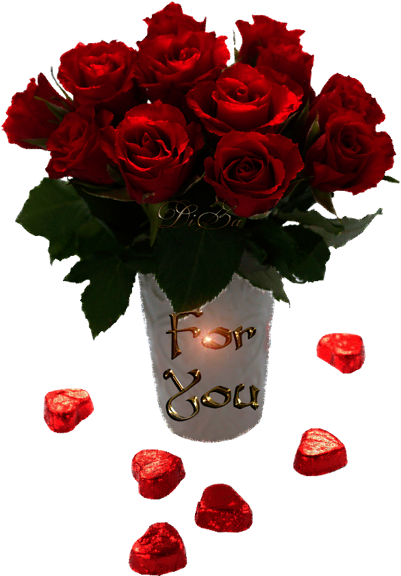 Red Roses For You Love Flowers Animated Roses Red Roses - Valentine's Day Flowers Gif (600x848)