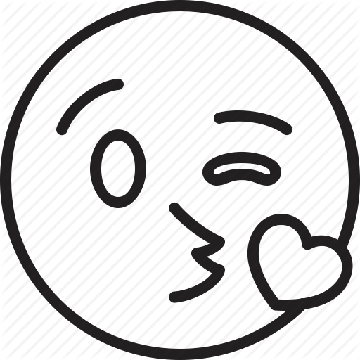 Drawn Kissing Emoji - Black And White Kissing Emoji (512x512)