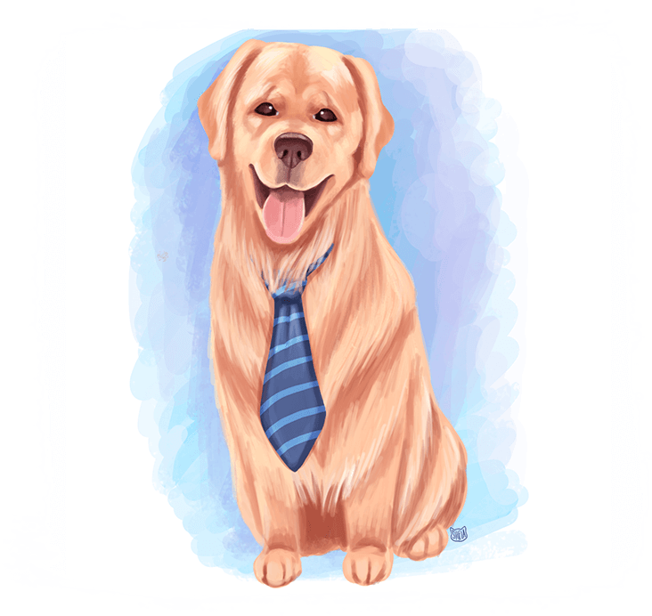 Buckets Of Whimsies 1 Digital Paint - Golden Retriever (732x692)