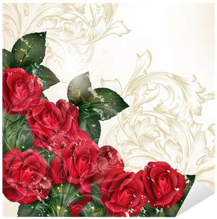 Grunge Vector Background In Vintage Style With Rose - Illustration (400x400)