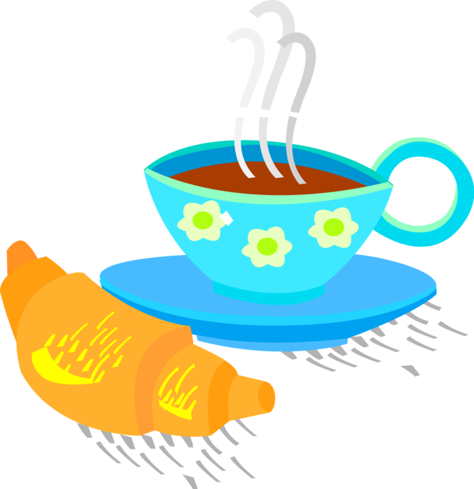 Vector Illustration Of Coffee Cup With Freshly Baked - Tea Break Clip Art (679x700)