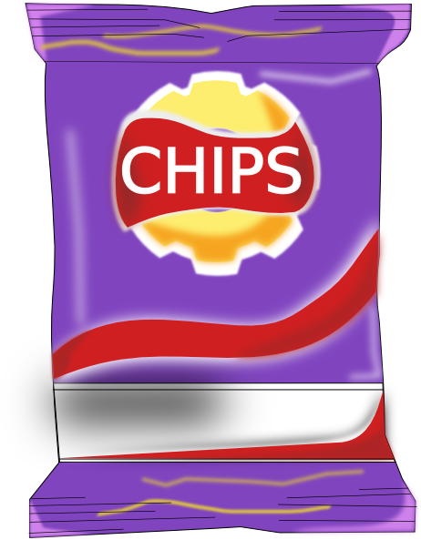 Chips Packet Clip Art At Clker - Bag Of Chips Clipart (462x593)