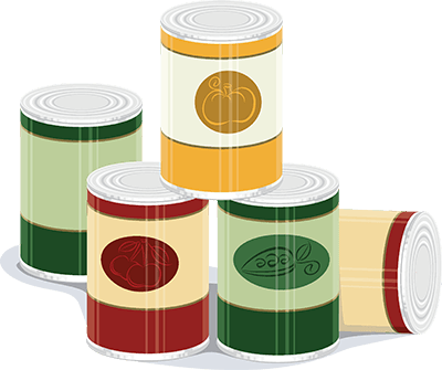 Canned-goods - Canned Food Vector Illustrations (400x335)