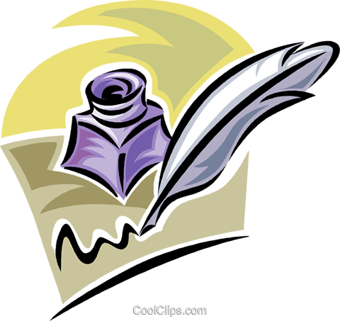 Feather Pen And Ink Well Royalty Free Vector Clip Art - Feather Pen And Ink Well Royalty Free Vector Clip Art (480x453)