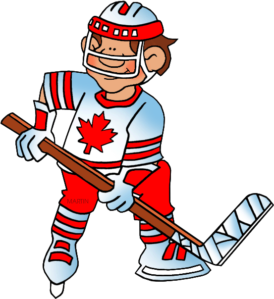 Games Clip Art By Phillip Martin, Hockey - Hockey Player Clip Art (574x648)