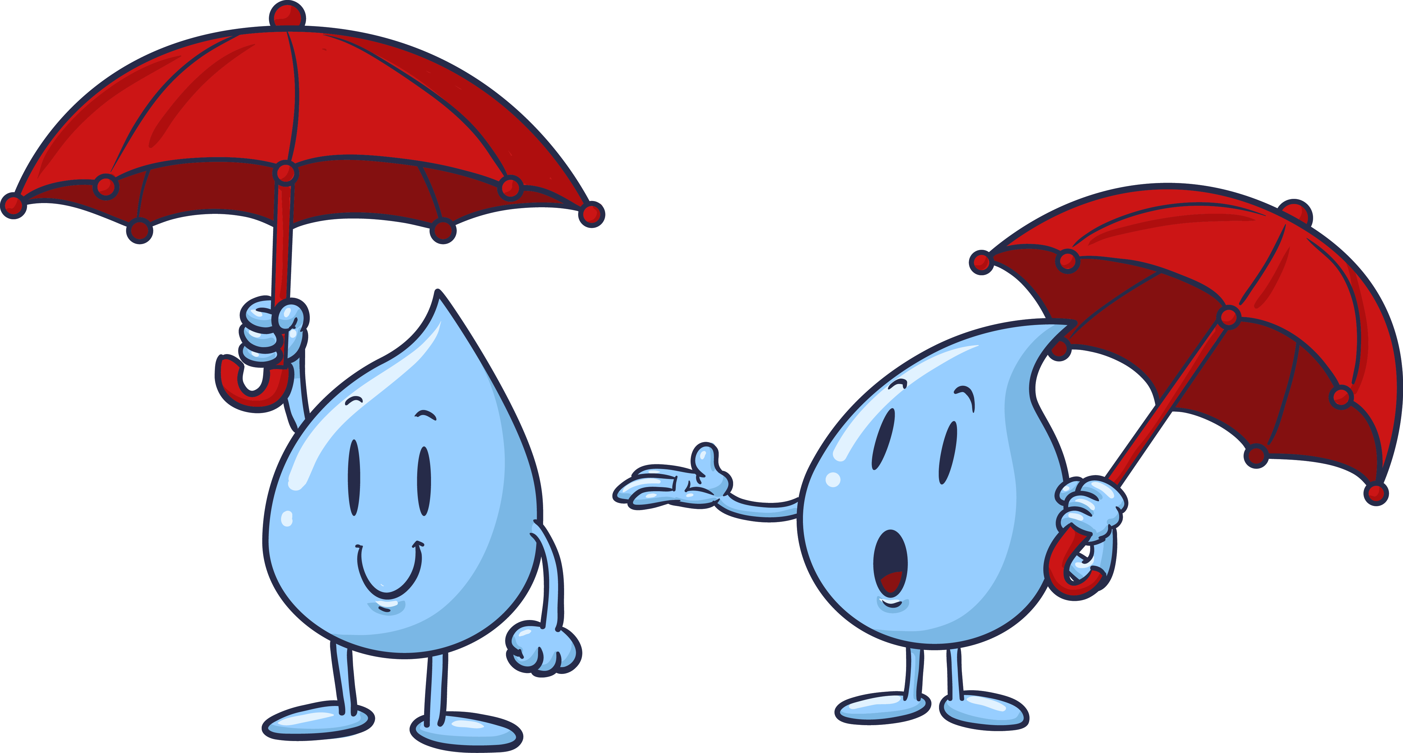 Drop Sticker Rain - Cartoon Water Droplets (4681x2514)