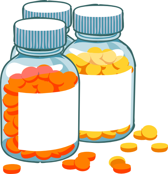Blank Pill Bottles Clip Art At Clker - Medicine Log And Journal: Log Your Medicines (576x597)