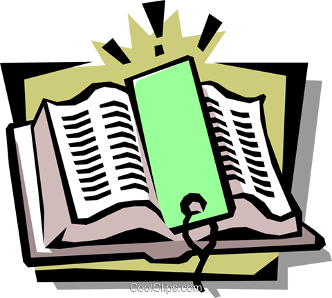 Book With Bookmark Royalty Free Vector Clip Art Illustration - Bookmark (480x432)