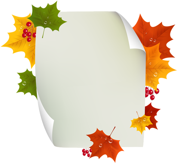 Autumn Blank Page Decor Png Clipart Image - Clip Art (600x550)