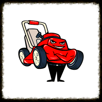 Lawn Mower Man Standing Arms Folded Cartoon Orname (403x403)