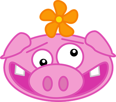 หมู, สัตว์, เลี้ยงลูกด้วยนม, ดอกไม้ - Pig Clipart (385x340)