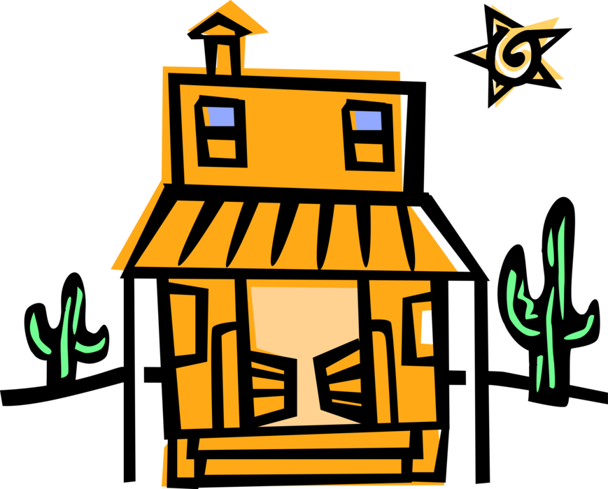 Vector Illustration Of American Old West Western Saloon - Vector Illustration Of American Old West Western Saloon (869x700)