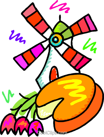 Dutch Windmill With Cheese And Flowers Royalty Free - Käse Holland Clipart (365x480)