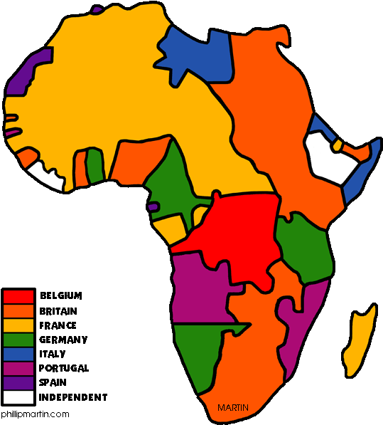 Free Africa Clip Art By Phillip Martin, Colonial Map - Free Africa Clip Art By Phillip Martin, Colonial Map (576x648)