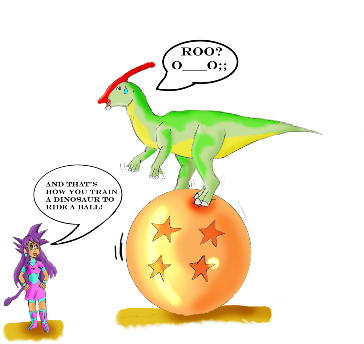 And That's How You Train A Dinosaur To Ride A Ball - Cartoon (1280x1137)