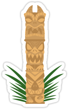 'dinosaur Tiki Totem' Sticker By Thekohakudragon - Illustration (375x360)