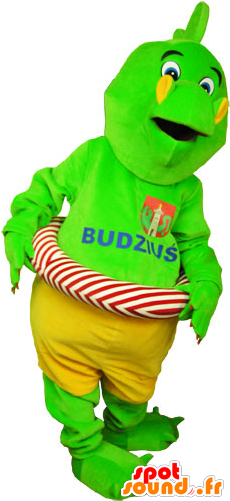Green Dinosaur Mascot Flashy Shorts With A Buoy - Mascot (600x600)