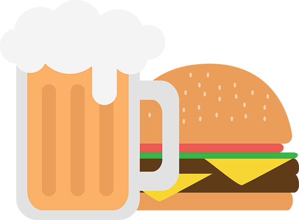 Burger Character Holding Beer Stock Vector - Burger And Beer Clip Art (600x442)