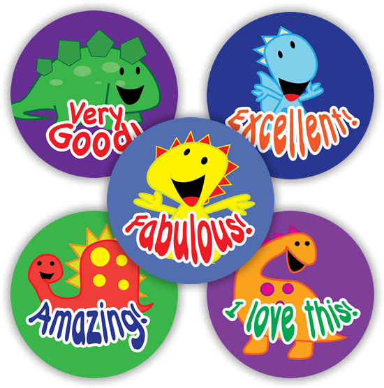 Fun Dinosaur Stickers Measuring 28mm To Reward Your - Badge (600x600)
