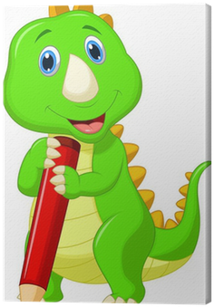 Cute Dinosaur Cartoon Holding Red Pencil Canvas Print - Dibujos Infantiles Para Imprimir En Colores (400x400)