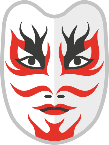 Máscara Japonesa - Red And White Japanese Mask (378x500)