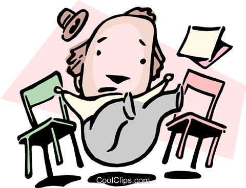 Falling Between Two Chairs Royalty Free Vector Clip - Falling Between The Chairs (480x368)