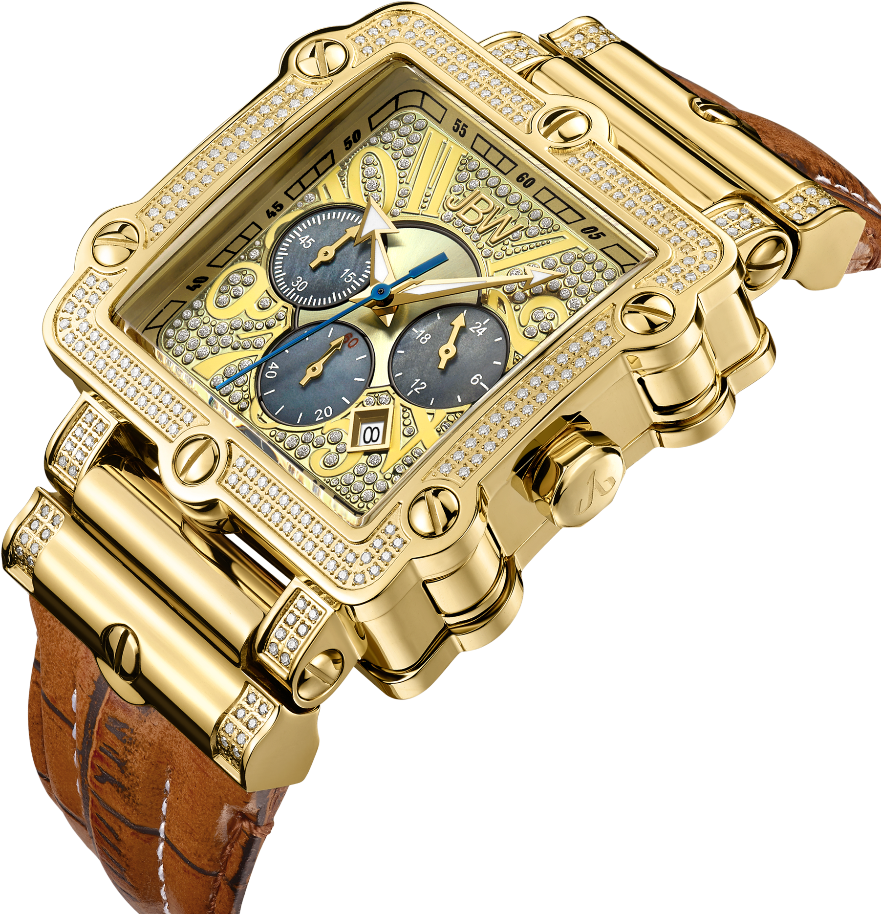 Jb 6215 238 A - Jbw Phantom Men's 238 Diamond Leather Band Watch Jb (2000x2000)