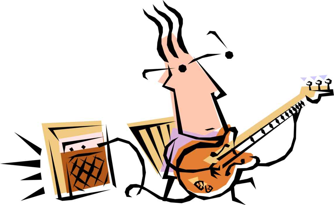 Vector Illustration Of Electric Guitar Player Musician - Byte (1141x700)