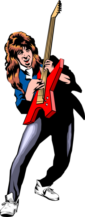 Vector Illustration Of Rock 'n' Roll Musician Plays - Cartoon (275x700)