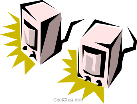 Computer Speakers Royalty Free Vector Clip Art Illustration - Computer Speakers Royalty Free Vector Clip Art Illustration (480x362)