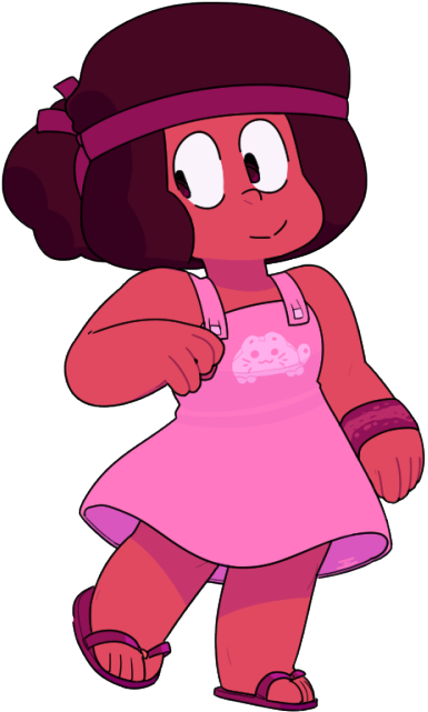 Pink Red Facial Expression Cartoon Nose Fictional Character - Ruby In A Dress Steven Universe (500x667)