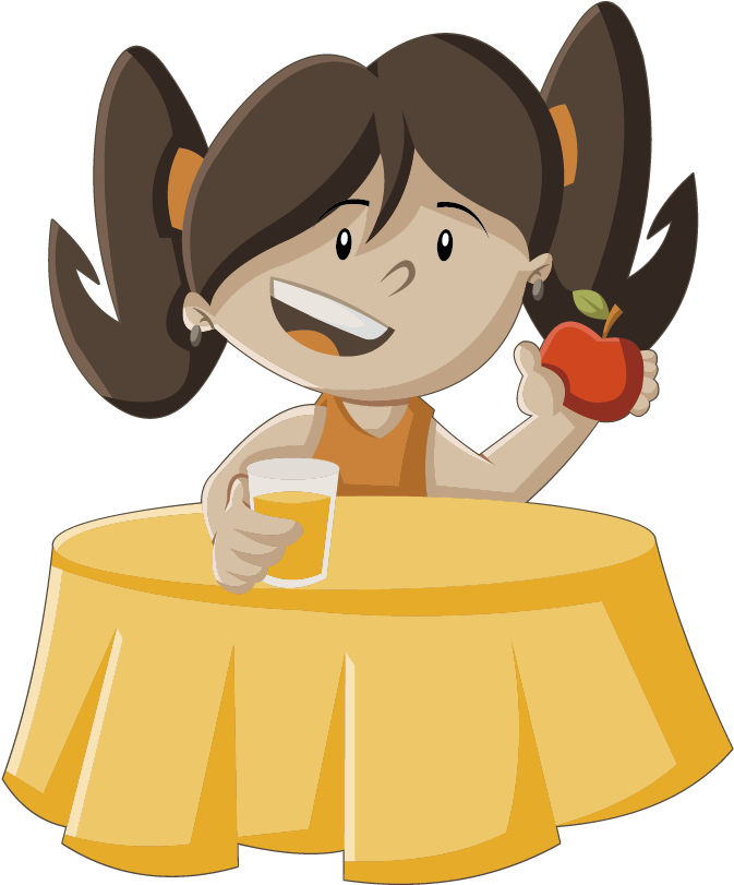 Breakfast Eating Cartoon Illustration - Cartoon Eating Girl Pic Png (1000x1000)