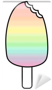 Cute Cartoon Rainbow Watercolor Bitten Ice Cream Illustration - Ice Pop (400x400)