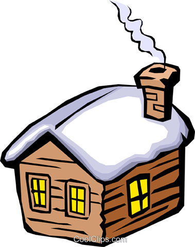 House In Winter Royalty Free Vector Clip Art Illustration - Winter Clipart (379x480)