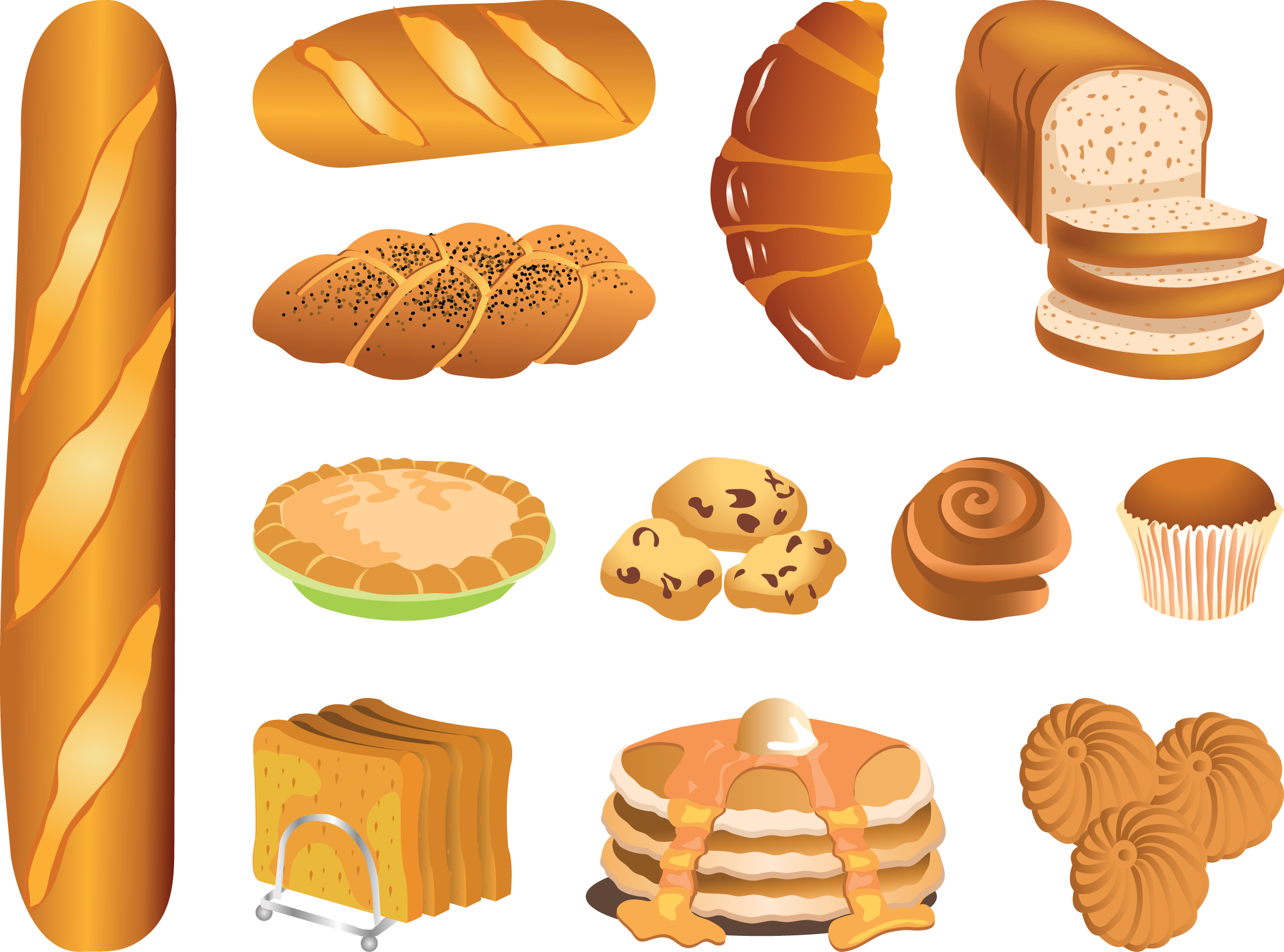 Bakery Bread Pastry Clip Art - Bread And Pastry Vector (2389x1772)