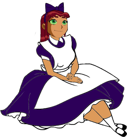 Starfire As Alice Sitting By Darthranner83 - Alice In Wonderland (450x482)