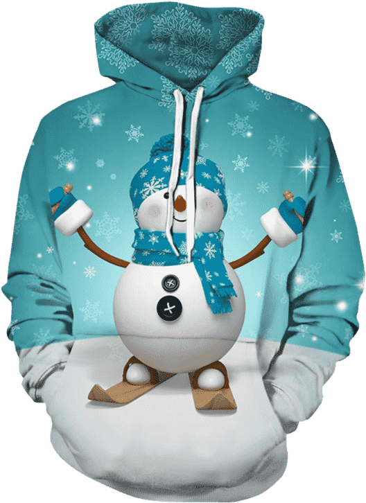 Zaful 3d Snowman And Snowflake Print Pullover Hoodie - Cheap Shower Curtain Skiing Snowman Printed Waterproof (558x744)
