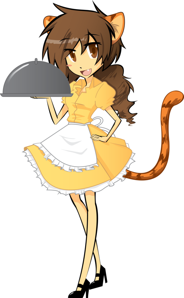 Waitress Chibi By Tigris-lilium - Anime Waitress Transparent Png (600x970)