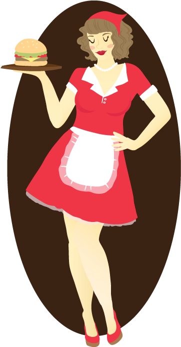 Retro Waitress By Rawr Its Ash - Digital Art (527x737)