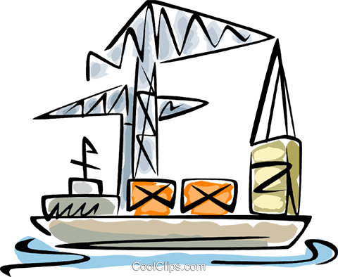 Cargo Ship Being Loaded With Containers Royalty Free - Cargo Ship Being Loaded With Containers Royalty Free (480x394)