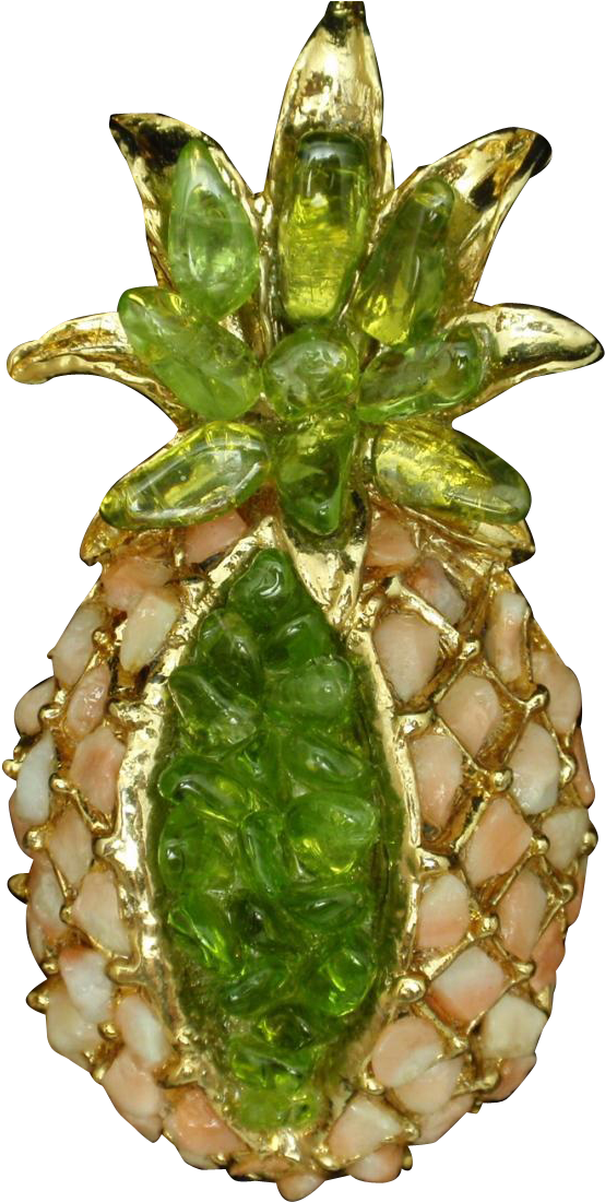Pineapple Fruit Pin Vintage Hawaii Peridot Shell - Fruit (1099x1099)