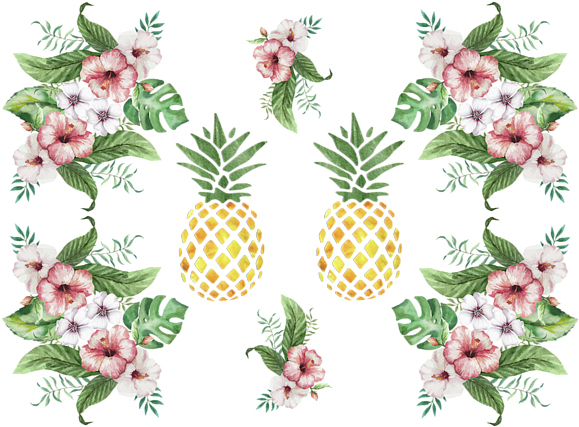 Bleed Area May Not Be Visible - Hawaiian Flowers And Pineapple (600x450)