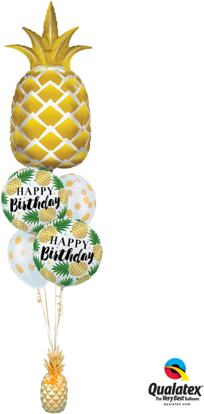 Tropical Birthday Bash - Qualatex Golden Pineapple 44" Foil Supershape Balloon (450x600)