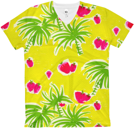 Strawberry Tropic Women's V Neck T Shirt Front - Strawberry Tropic Men's Black And White High Top Canvas (480x480)